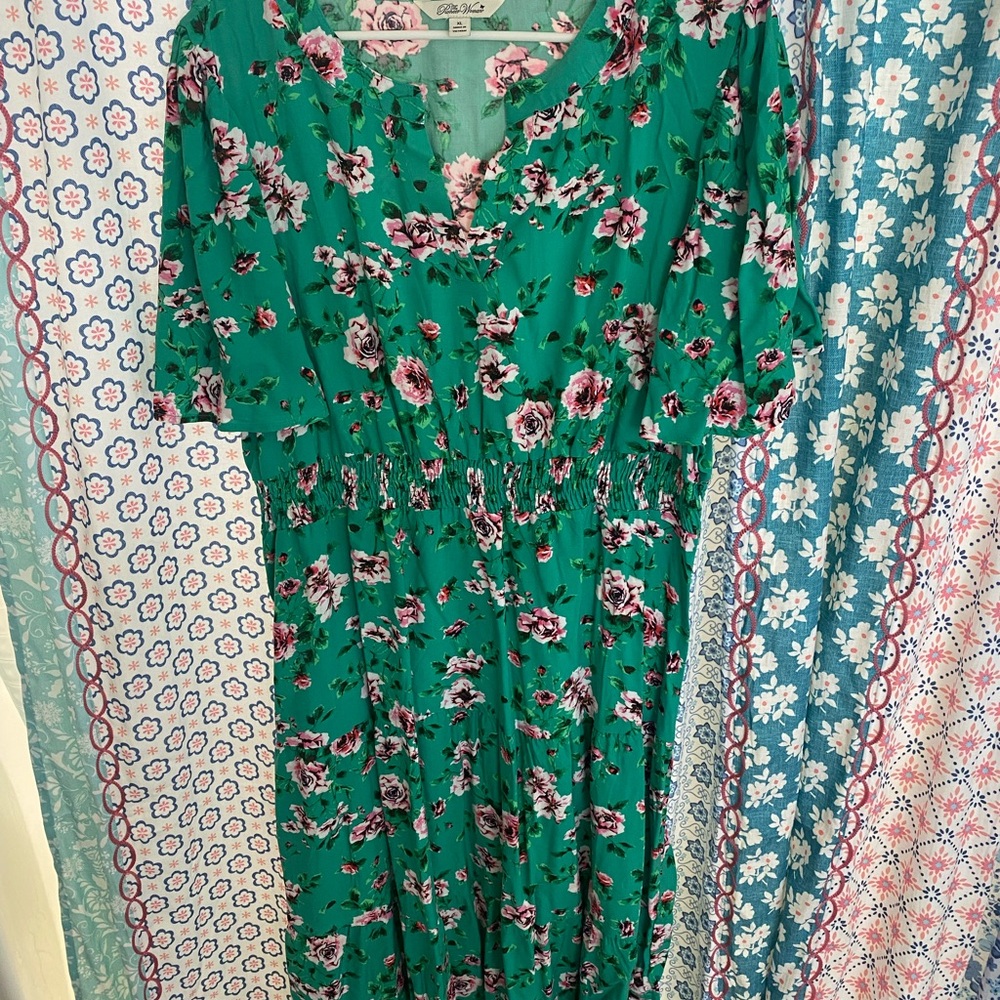 The Pioneer Woman Green Puff Sleeve Maxi Sundress